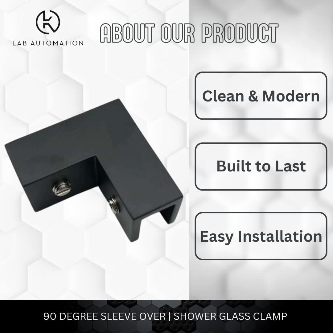 90 Degree Sleeve Over Shower Glass Clamp - Durable and Sturdy - Matte Black (Black)